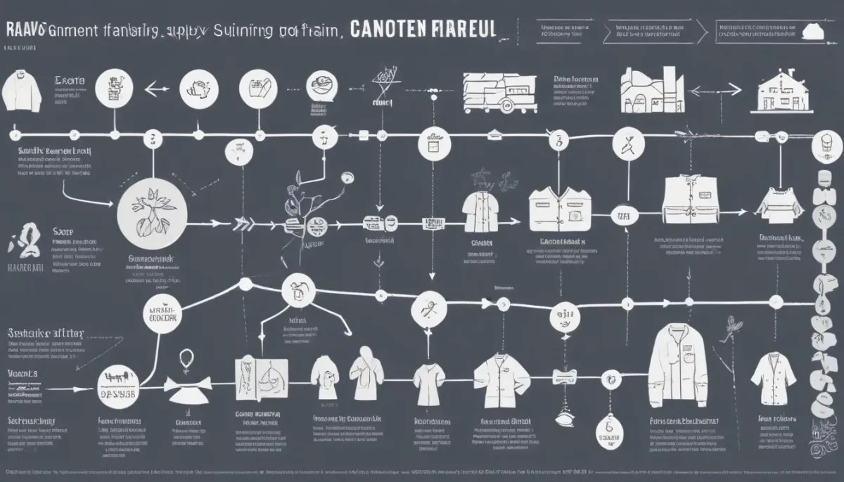 Infographic of transparent sustainable fashion supply chain from farm to consumer