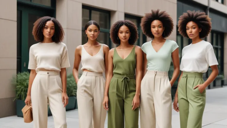Stylish women in eco-friendly fashion, embodying sustainable choices for 2025
