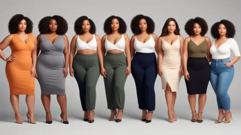 Diverse women in flattering outfits representing various body shapes