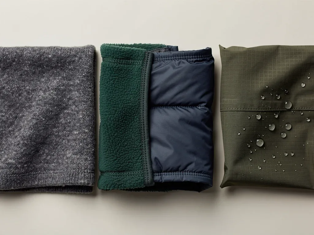 Fabric swatches for winter layering guide