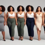 Diverse women in flattering outfits representing various body shapes