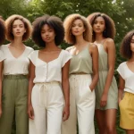 Models wearing eco-friendly organic cotton and linen summer outfits for 2025