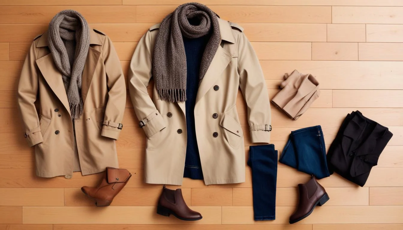 Flat lay of essential fall fashion items