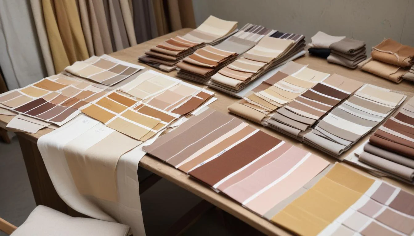 Designer studio with sustainable 2025 fashion color swatches