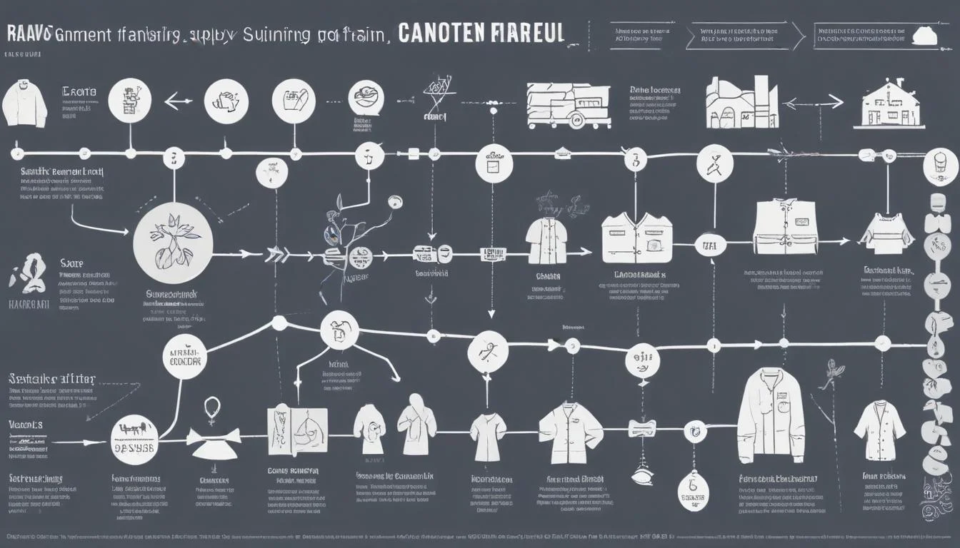 Infographic of transparent sustainable fashion supply chain from farm to consumer