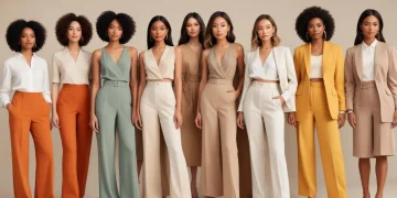 Women in 2025 fashion colors, modern elegant setting